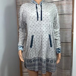 Cozy Sleep Dress with hood. Velvet detailing